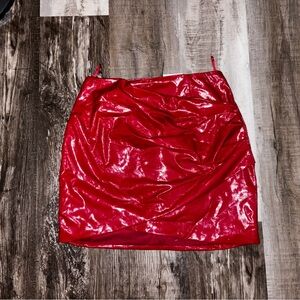 Red Leather Women's Skirt